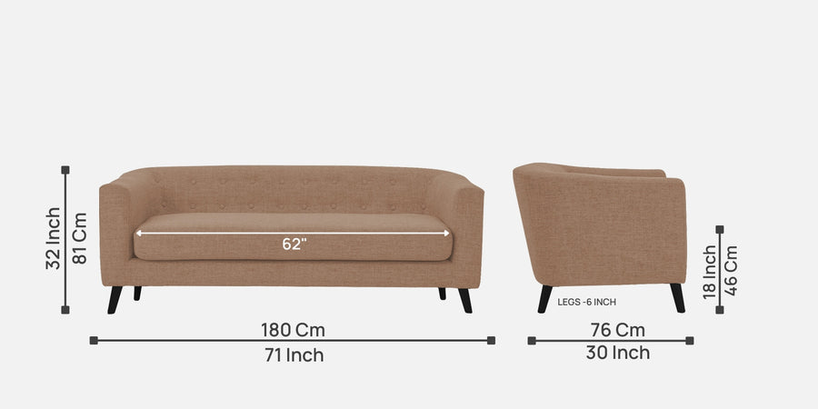 Casper Fabric 3 Seater Sofa In Cosmic Beige Colour - Febonic Living