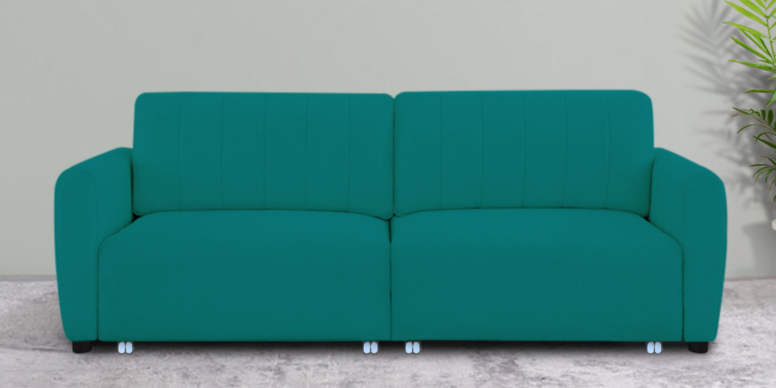 Vima Fabric 3 Seater Pull Out Sofa Cum Bed In Sea Green Colour