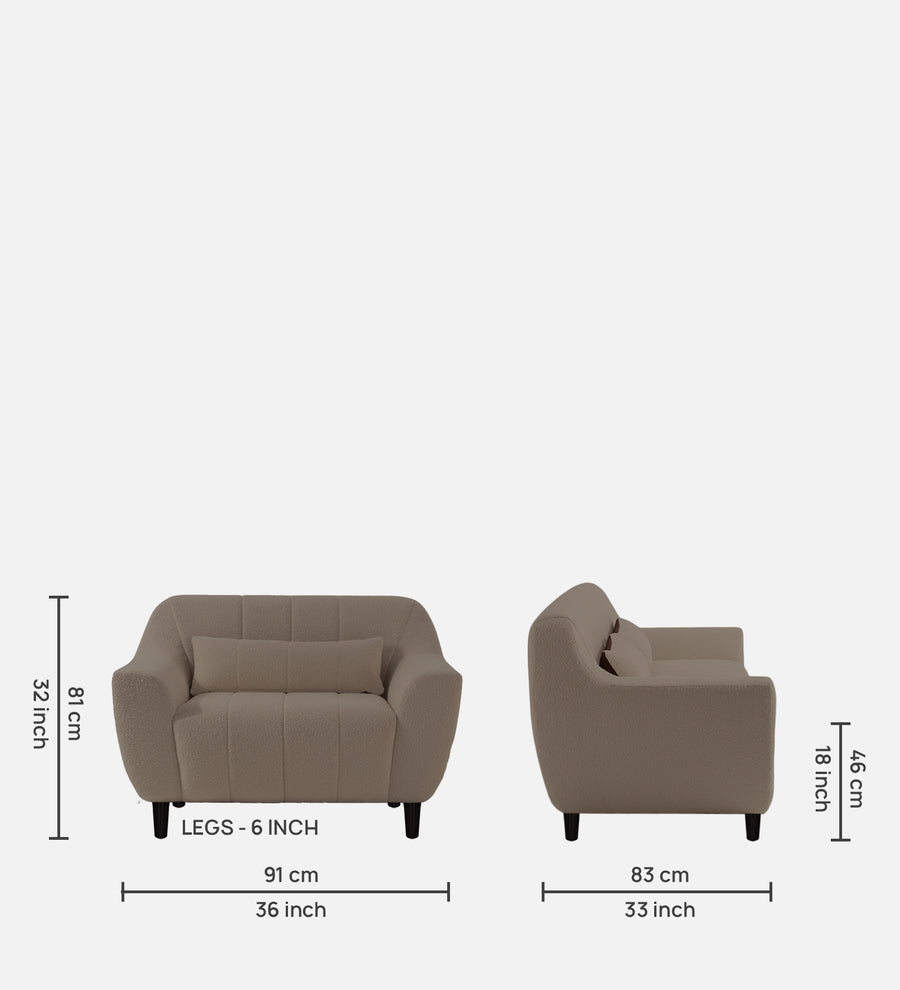 Nesco Boucle Fabric 1 Seater Sofa In Cement Beige Colour - Febonic Living