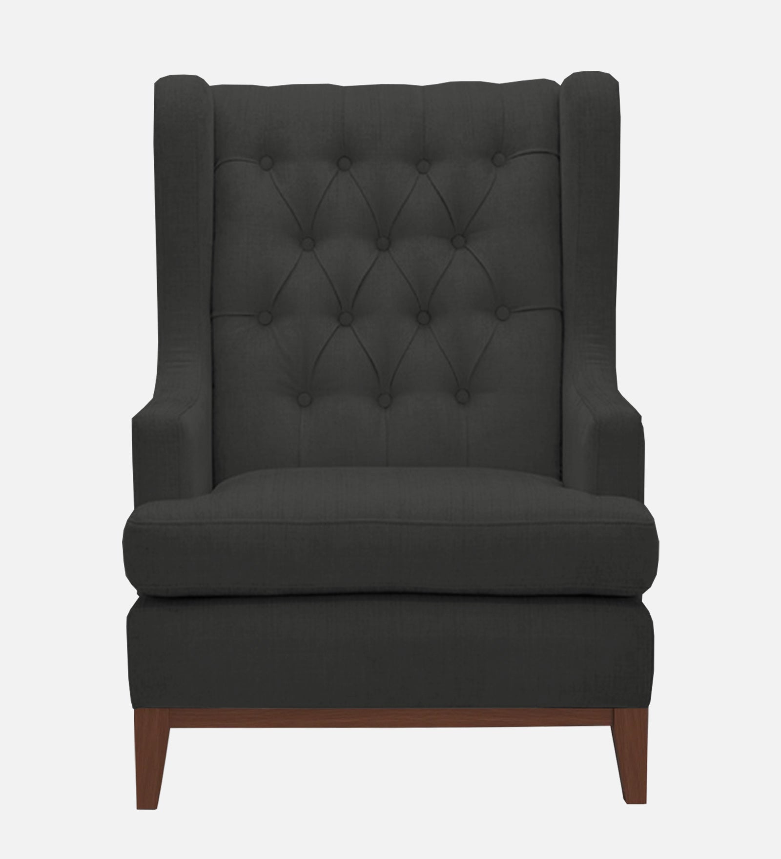 Panas Fabric 1 Seater Wing Chair in Charcoal Grey Colour