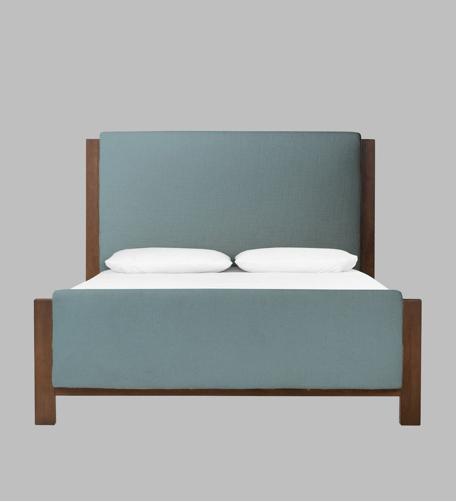 Zoro Boucle Upholstered Queen Size Bed In Storm Blue Colour - Febonic Living