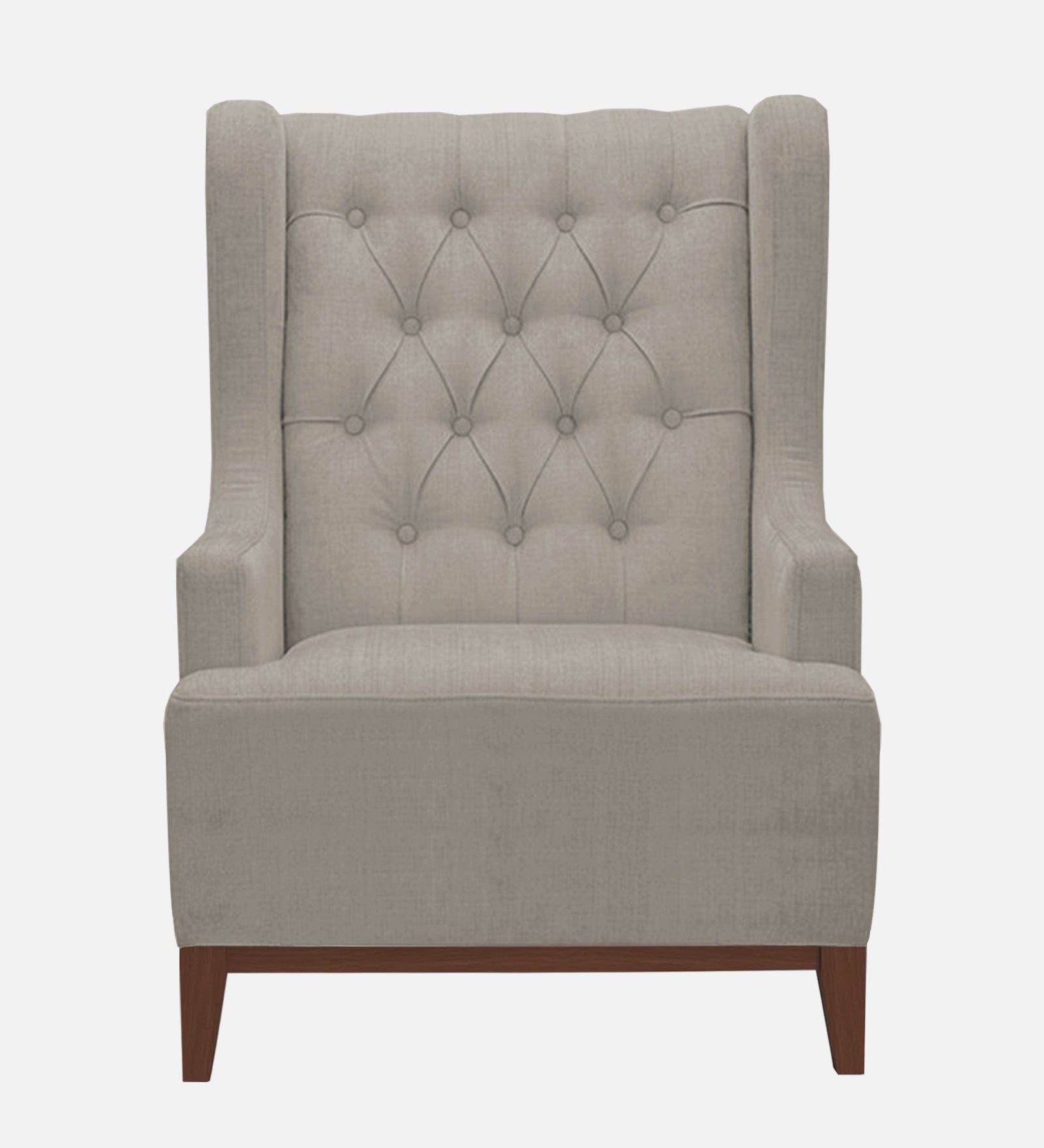 Kuchi Fabric 1 Seater Wing Chair Sofa in Ash Grey Colour