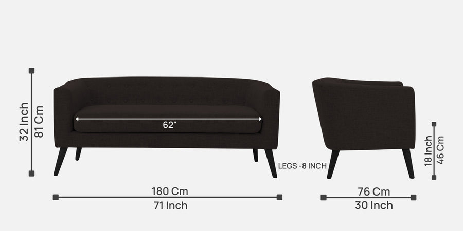 Casper Fabric 3 Seater Sofa In Cara Brown Colour - Febonic Living