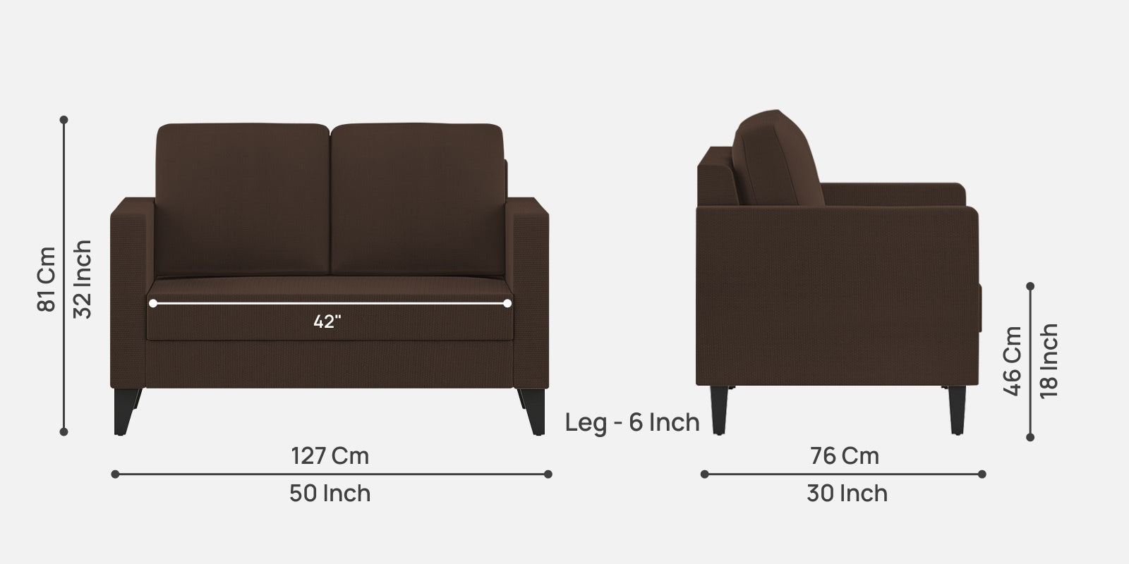 Nori Fabric 2 Seater Sofa In Cholocate Brown Colour