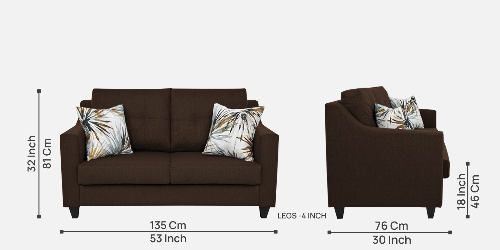 Welly Fabric 2 Seater Sofa In Cidar Brown Colour