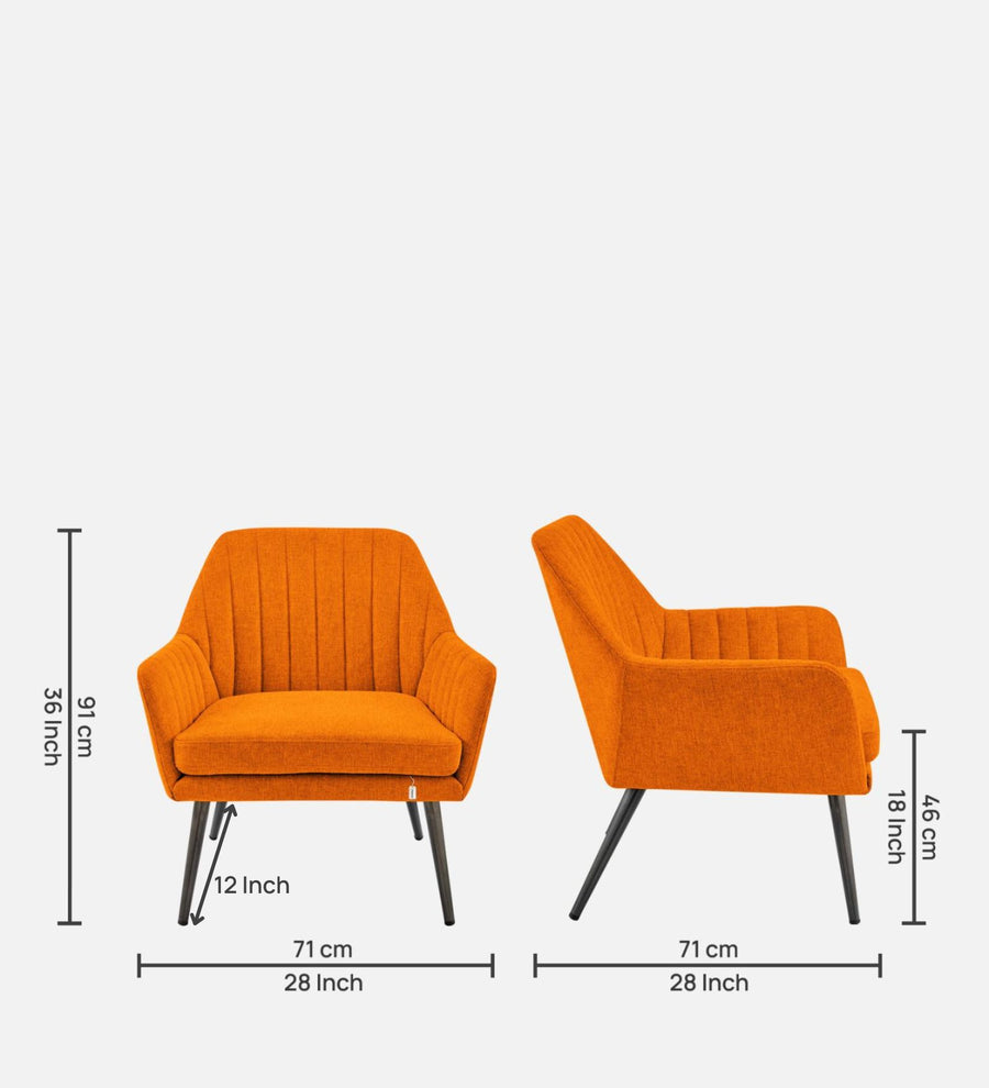 Bella Fabric Arm Chair In Vivid Orange Colour - Febonic Living