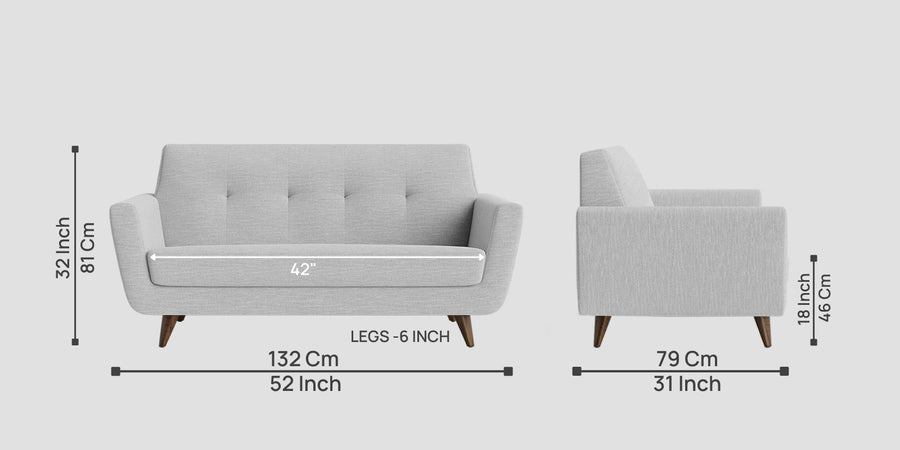 Jasmin Fabric 2 Seater Sofa In Lit Grey Colour - Febonic Living
