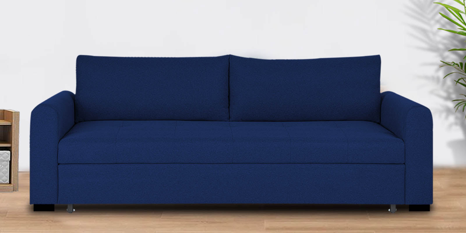 Sigma Fabric 3 Seater Pull Out Sofa Cum Bed In Royal Blue Colour