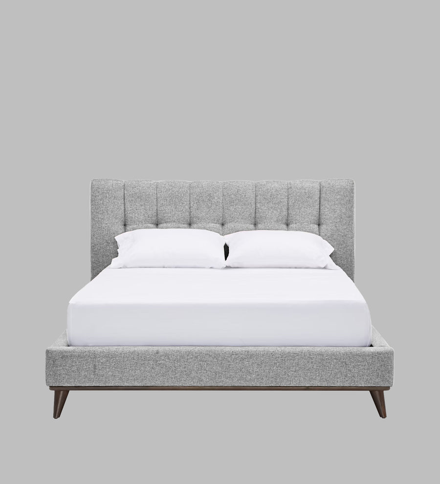 Jasmin Fabric Upholstered King Size Bed In Lit Grey Colour - Febonic Living