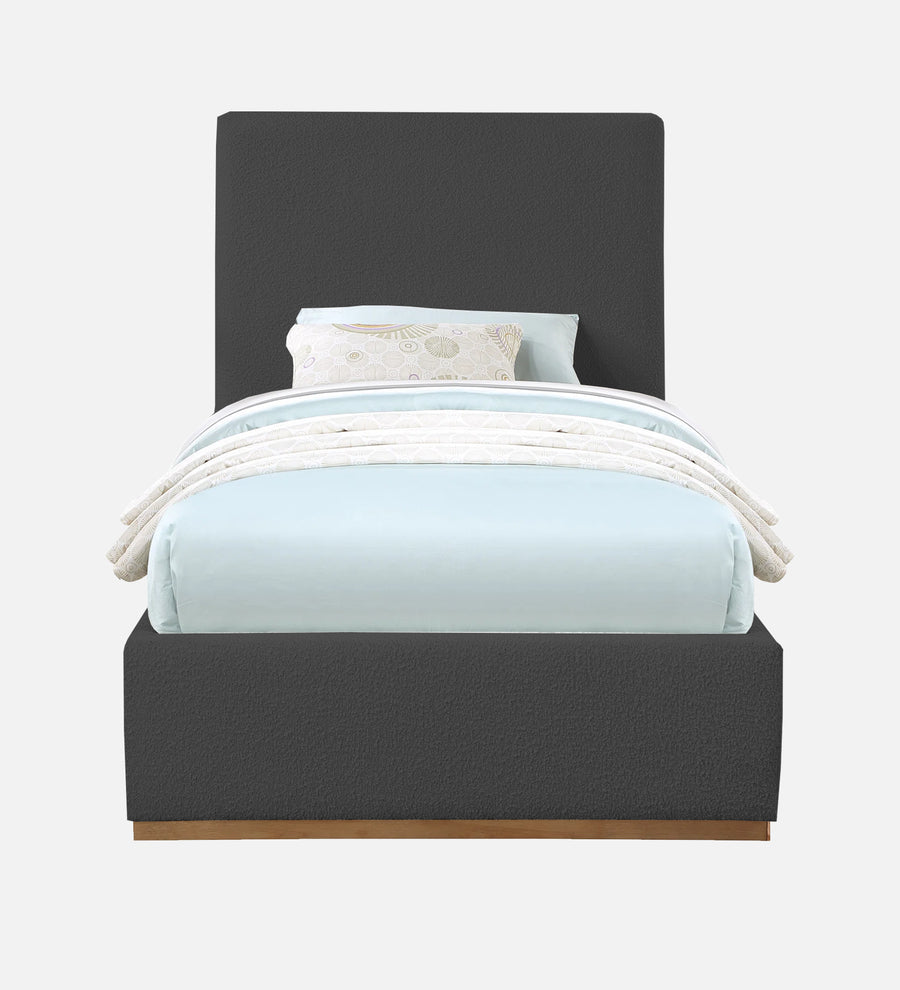 Eddy Boucle Upholstered Single Size Bed In Lava Grey - Febonic Living