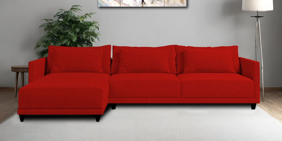 Kera Fabric Rhs Sectional Sofa 3 Lounger In Ruby Red Colour - Febonic Living