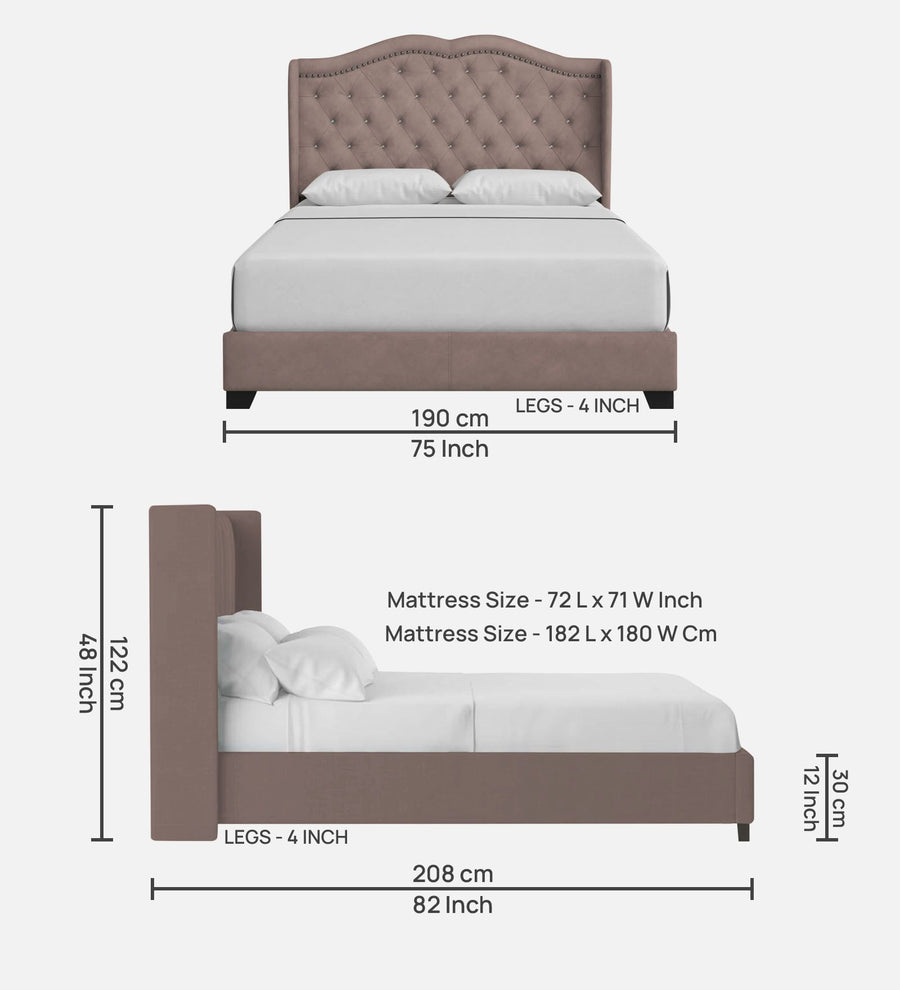Blake Fabric Upholstered King Size Bed In Kadhi Beige Colour - Febonic Living