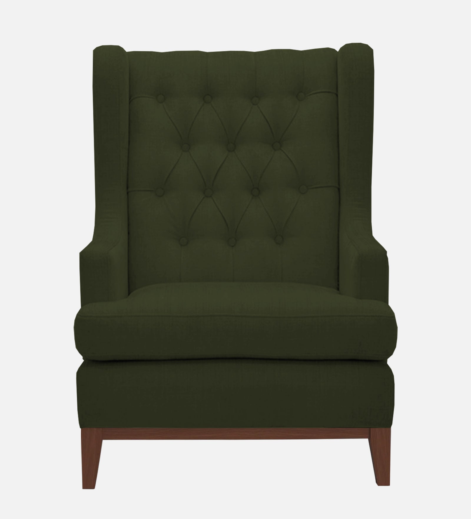 Panas Fabric 1 Seater Wing Chair in Olive Green Colour