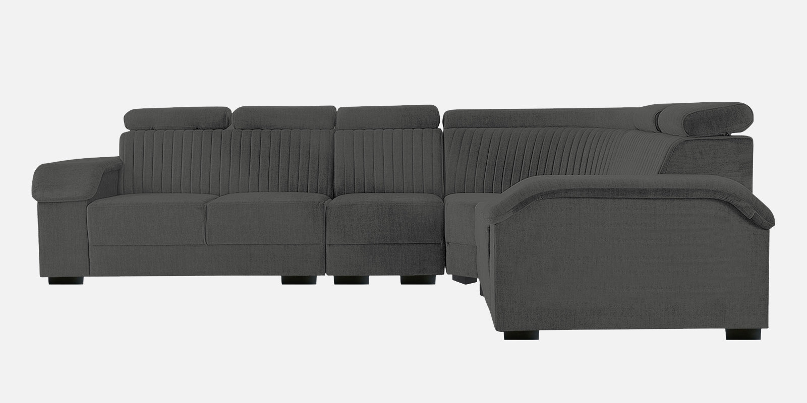 Draco Fabric 6 Seater Corner Sofa In Charcoal Grey Colour - Febonic Living