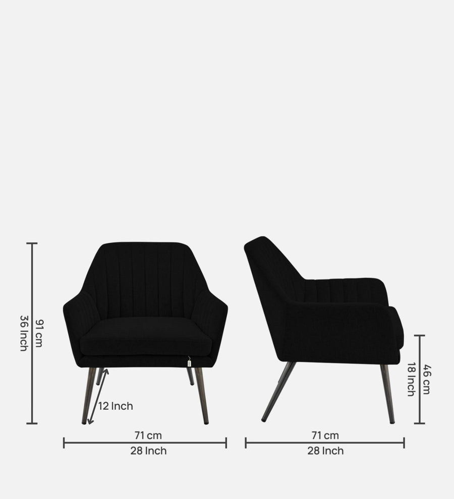 Bella Fabric Arm Chair In Zed Black Colour - Febonic Living