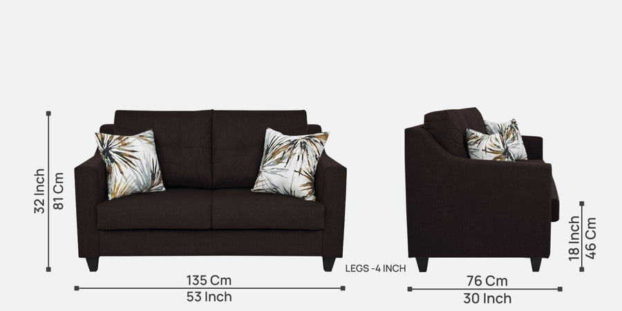 Welly Fabric 2 Seater Sofa In Dark Brown Colour - Febonic Living