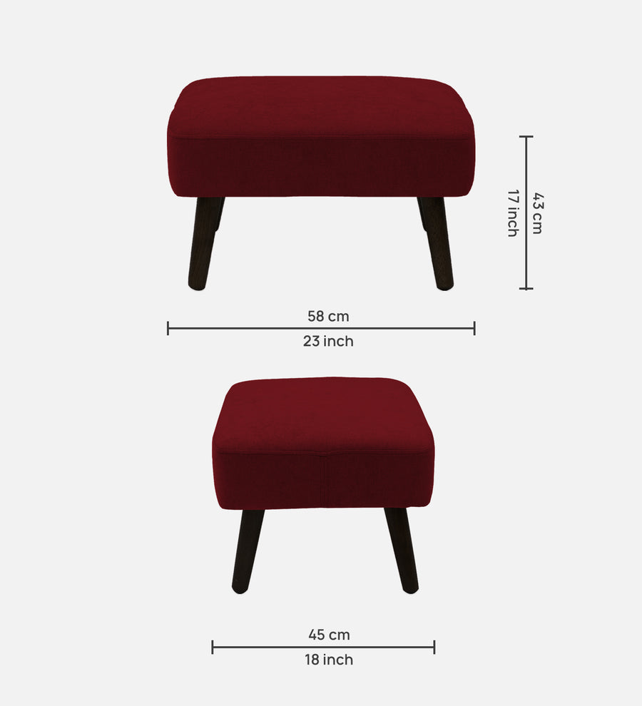 Luke Fabric Foot Stool In Blood Maroon Colour - Febonic Living