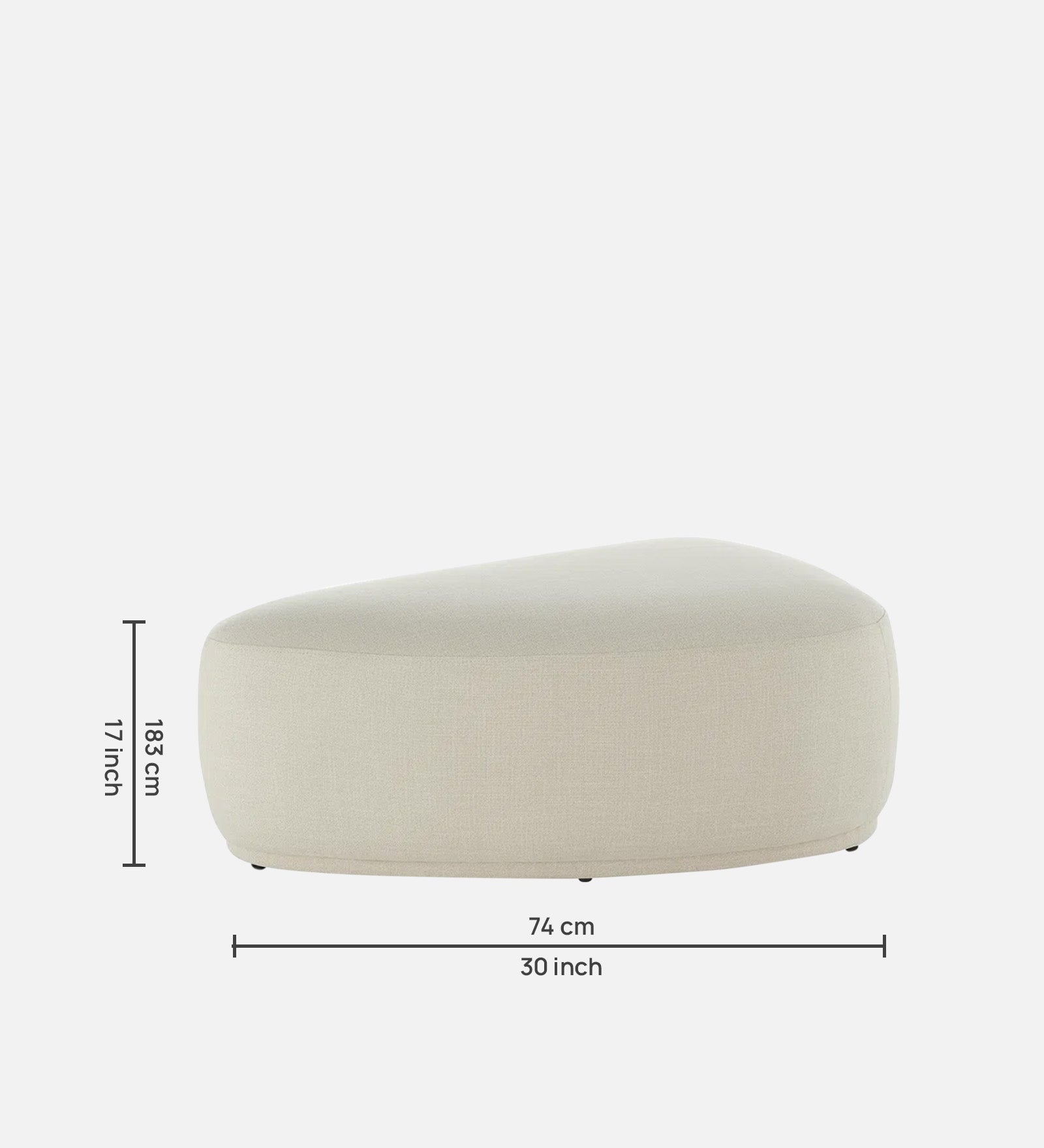 Nona Fabric Pouffe In Ivory Cream Colour