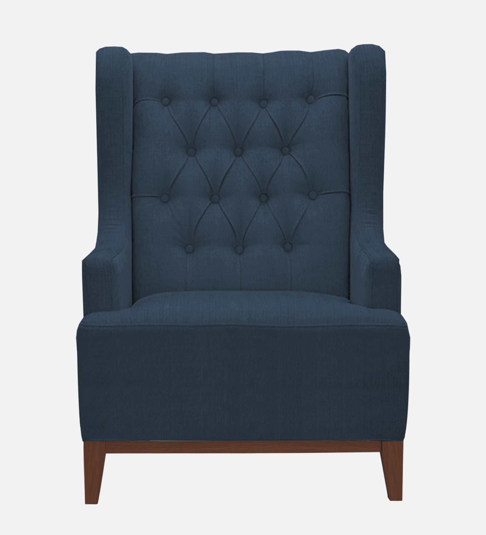 Kuchi Fabric 1 Seater Wing Chair Sofa in Light Blue Colour