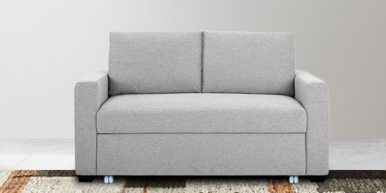 Lobby Fabric 2 Seater Pull Out Sofa Cum Bed In Lit Grey Colour