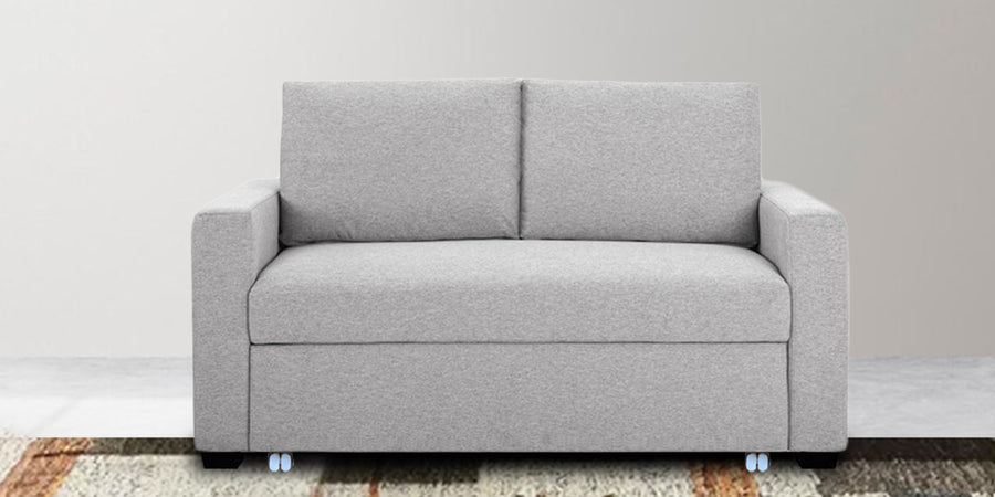 Lobby Fabric 2 Seater Pull Out Sofa Cum Bed In Lit Grey Colour - Febonic Living
