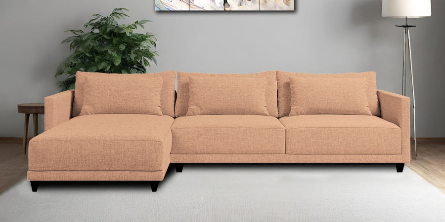 Kera Fabric Rhs Sectional Sofa 3 Lounger In Cosmic Beige Colour - Febonic Living