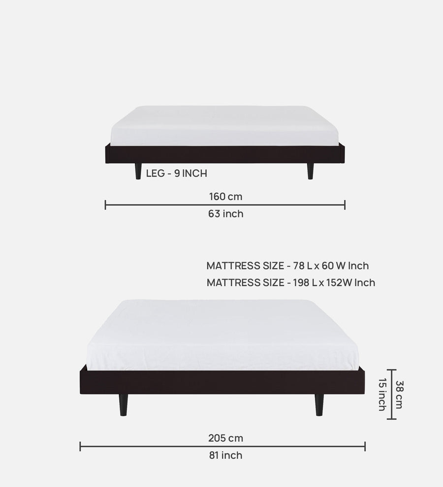 Basi Fabric Upholstered Queen Size Bed In Cara Brown Colour - Febonic Living