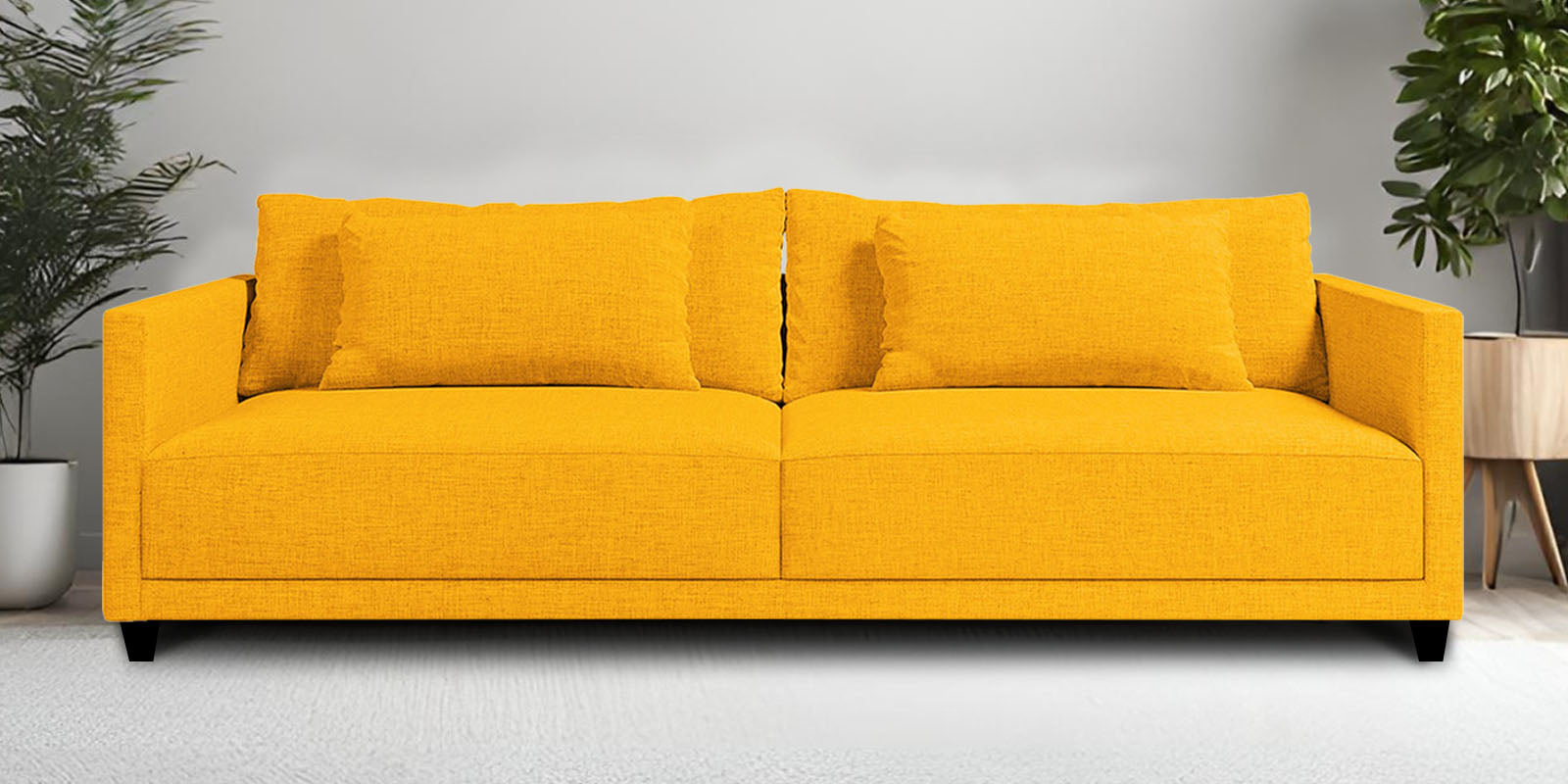 Kera Fabric 3 Seater Sofa in Bold Yellow Colour