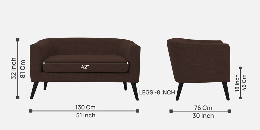 Casper Fabric 2 Seater Sofa In Coffee Brown Colour - Febonic Living