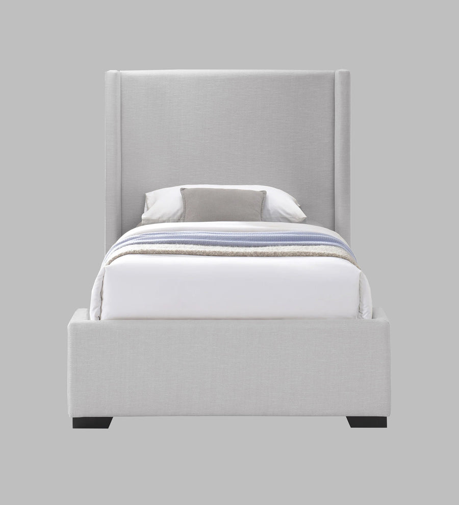 Kirby Fabric Upholstered Single Size Bed In Lit Grey Colour - Febonic Living