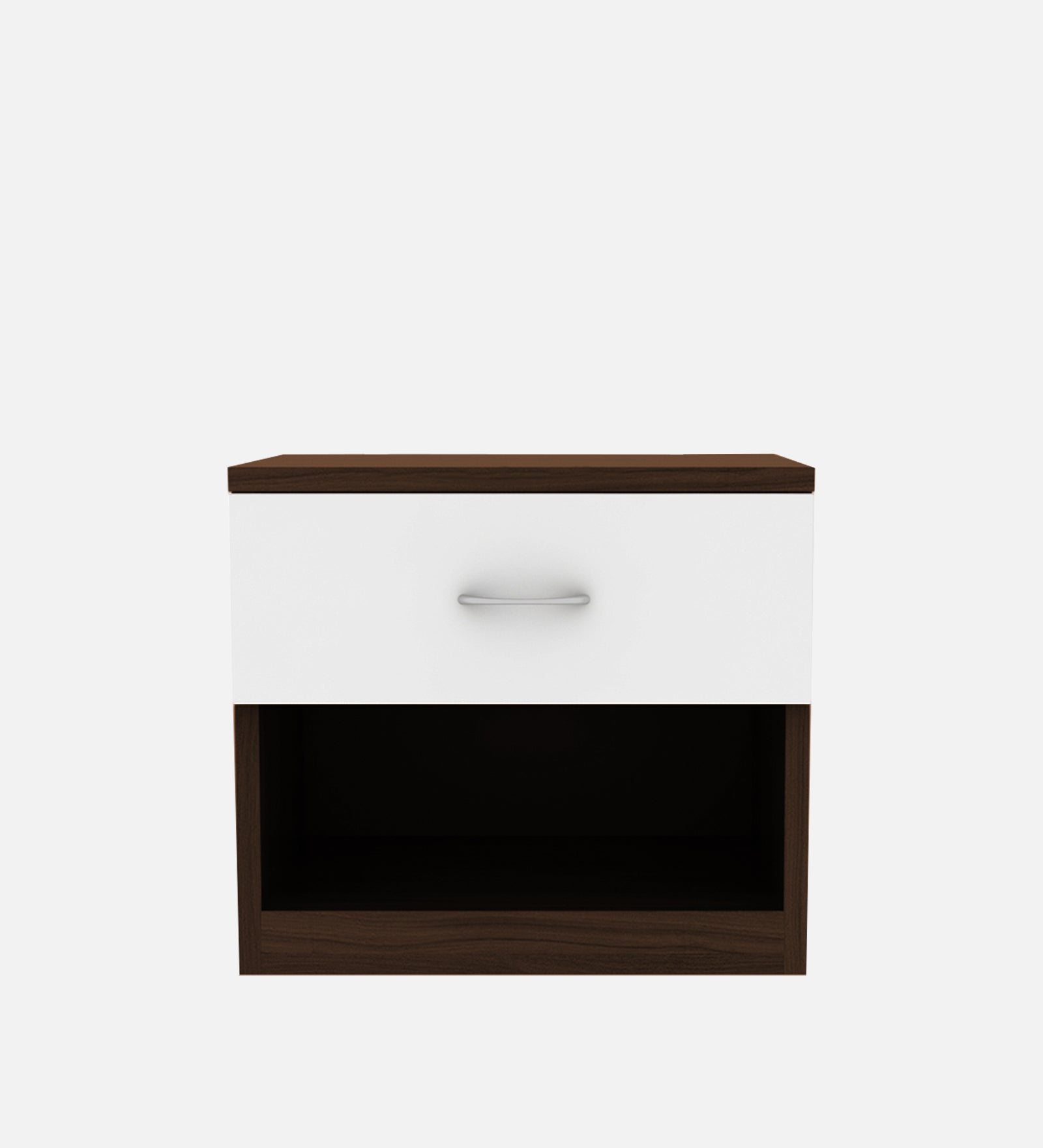 Lison Bedside Table With Drawer in Dark Walnut & Frosty White Finish