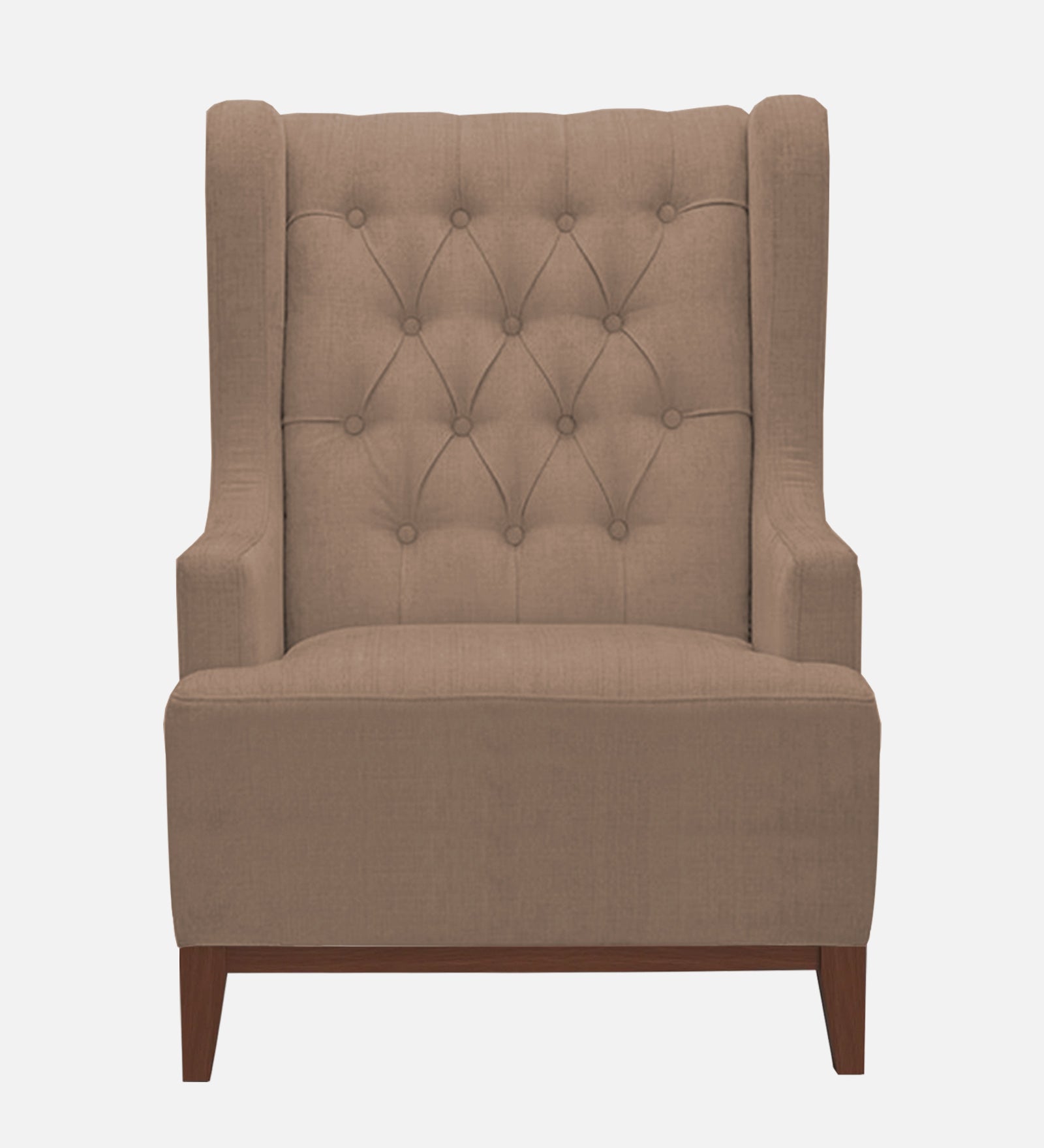 Kuchi Fabric 1 Seater Wing Chair Sofa in Cookie Beige Colour