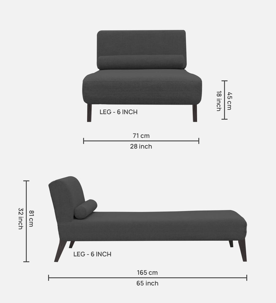 Noce Fabric Chaise Lounger In Charcoal Grey Colour - Febonic Living