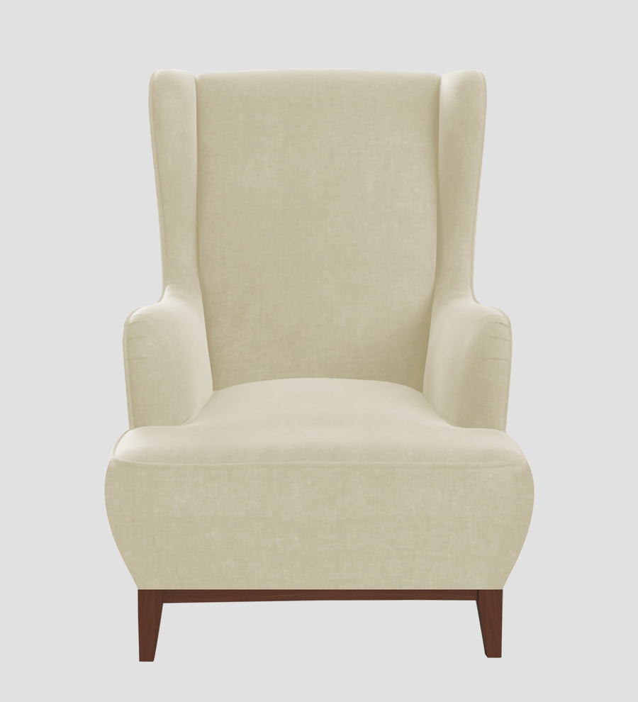 Suri Velvet Wing Chair In Warm White Colour - Febonic Living