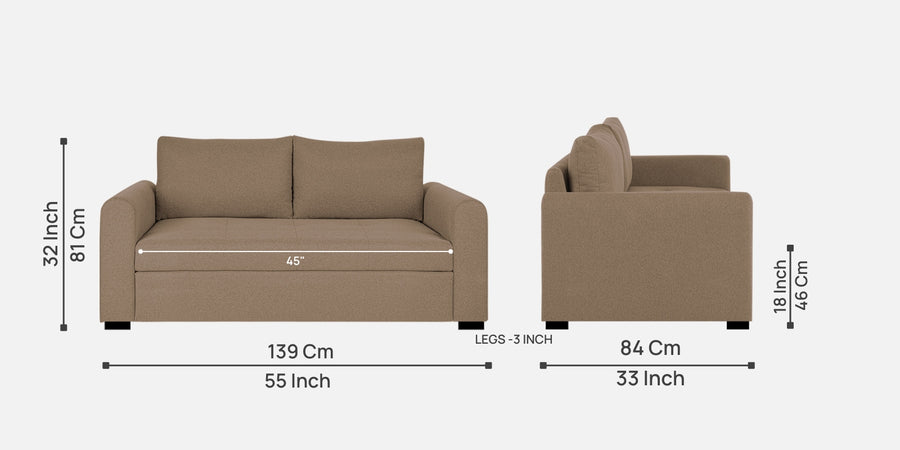 Sigma Fabric 2 Seater Sofa In Cookie Beige Colour - Febonic Living