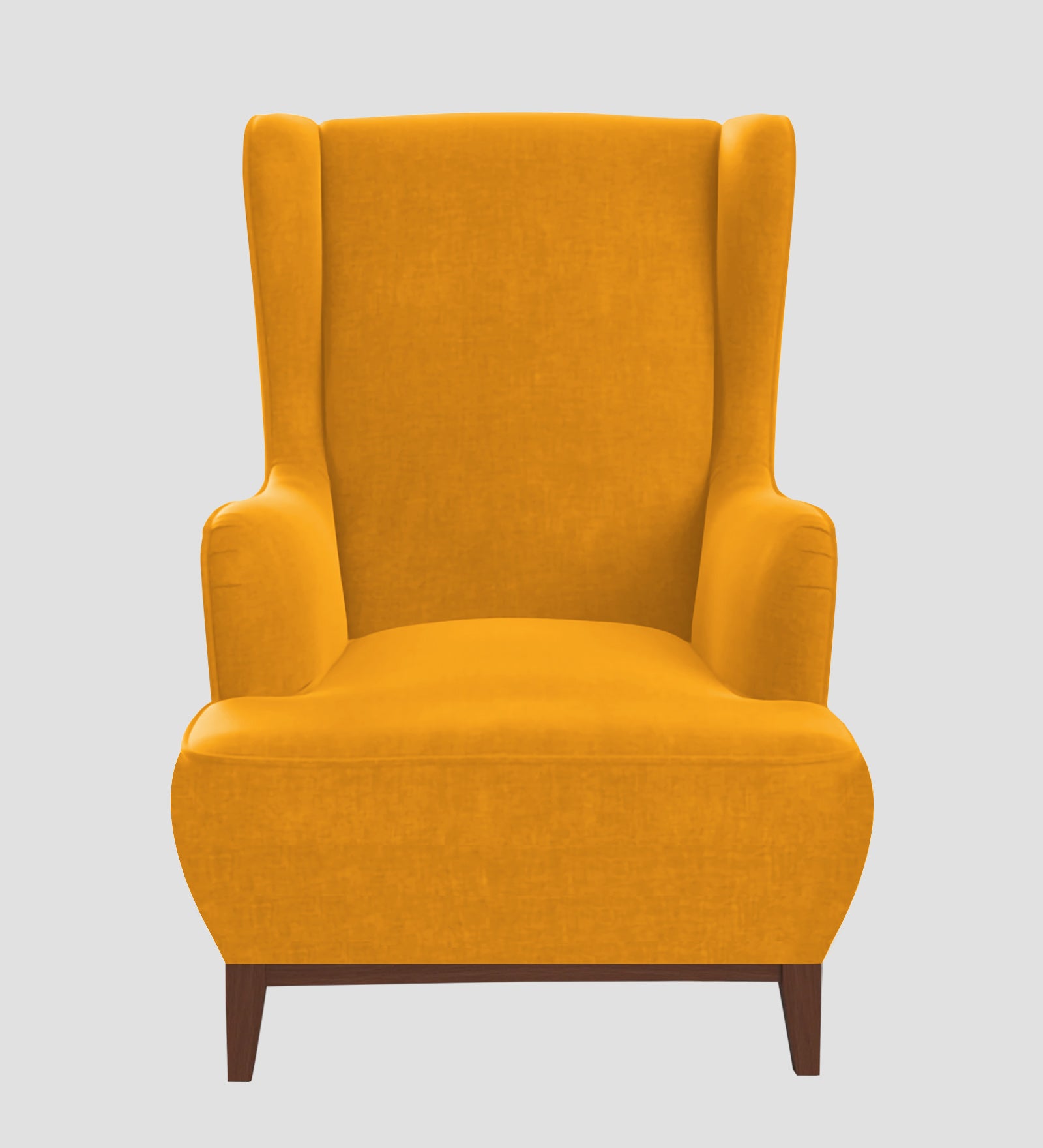 Suri Velvet 1 Seater Wing Chair in Safforn Yellow Colour