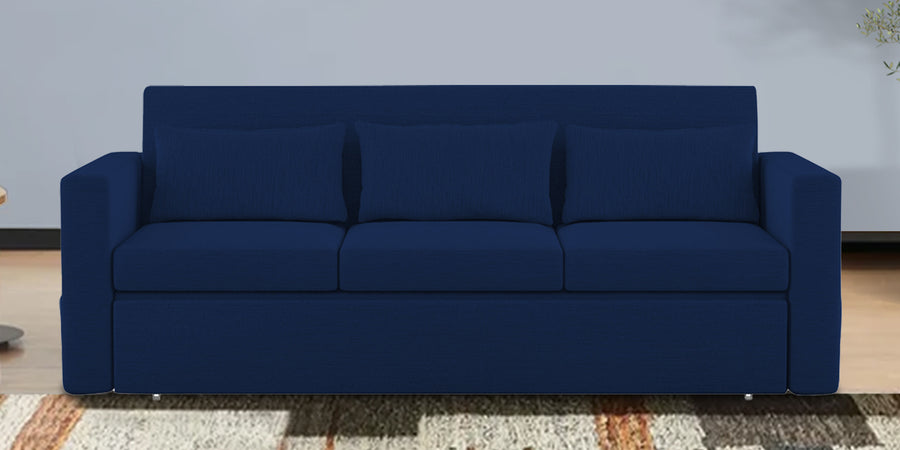 River Fabric 3 Seater Pull Out Sofa Cum Bed In Royal Blue Colour - Febonic Living