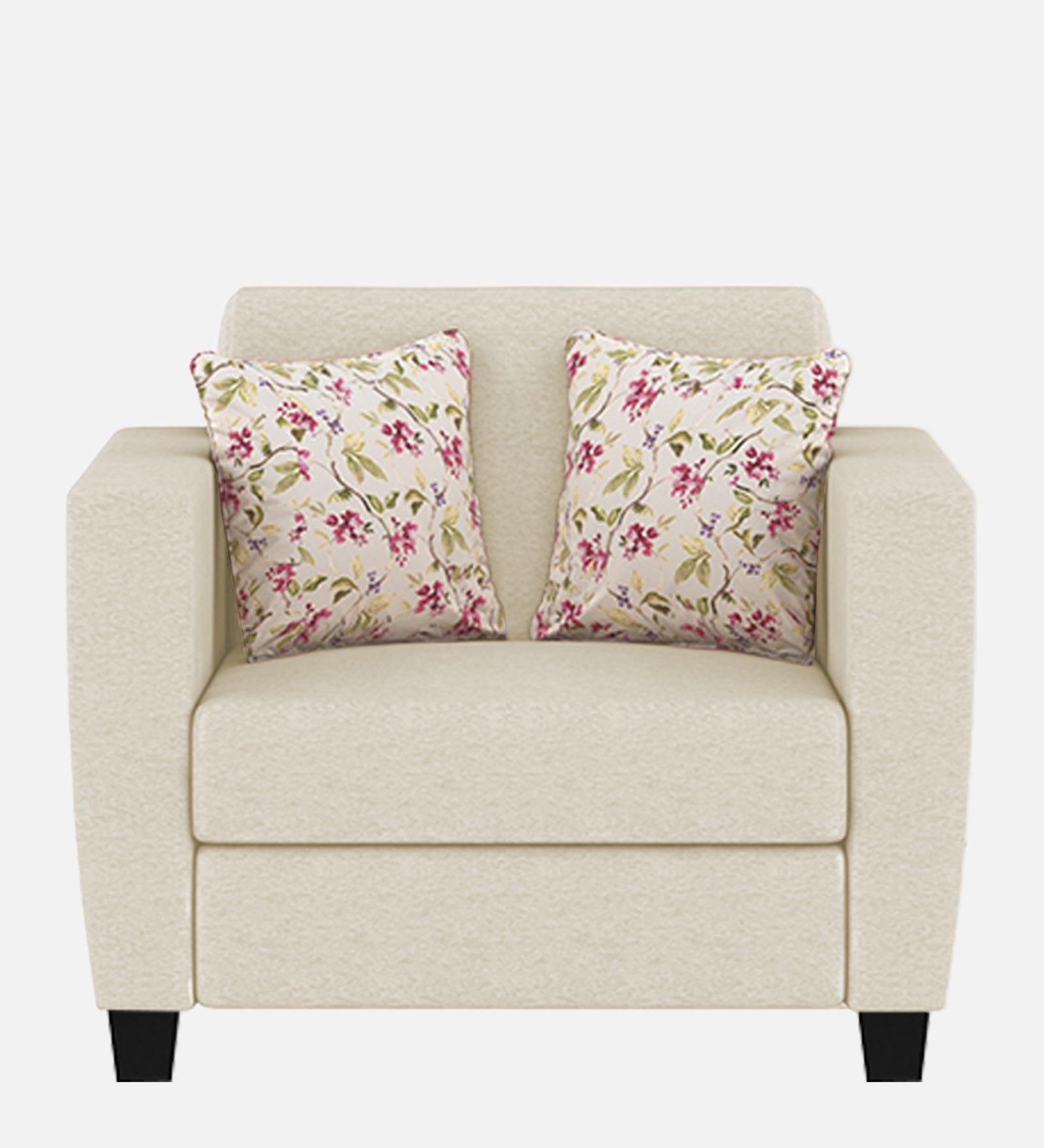 Gozi Fabric 1 Seater Sofa In Ivory Cream Colour