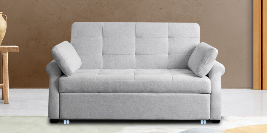 Fornia Fabric 2 Seater Pull Out Sofa Cum Bed In Lit Grey Colour - Febonic Living