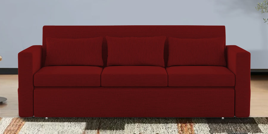 River Fabric 3 Seater Pull Out Sofa Cum Bed In Blood Maroon Colour - Febonic Living