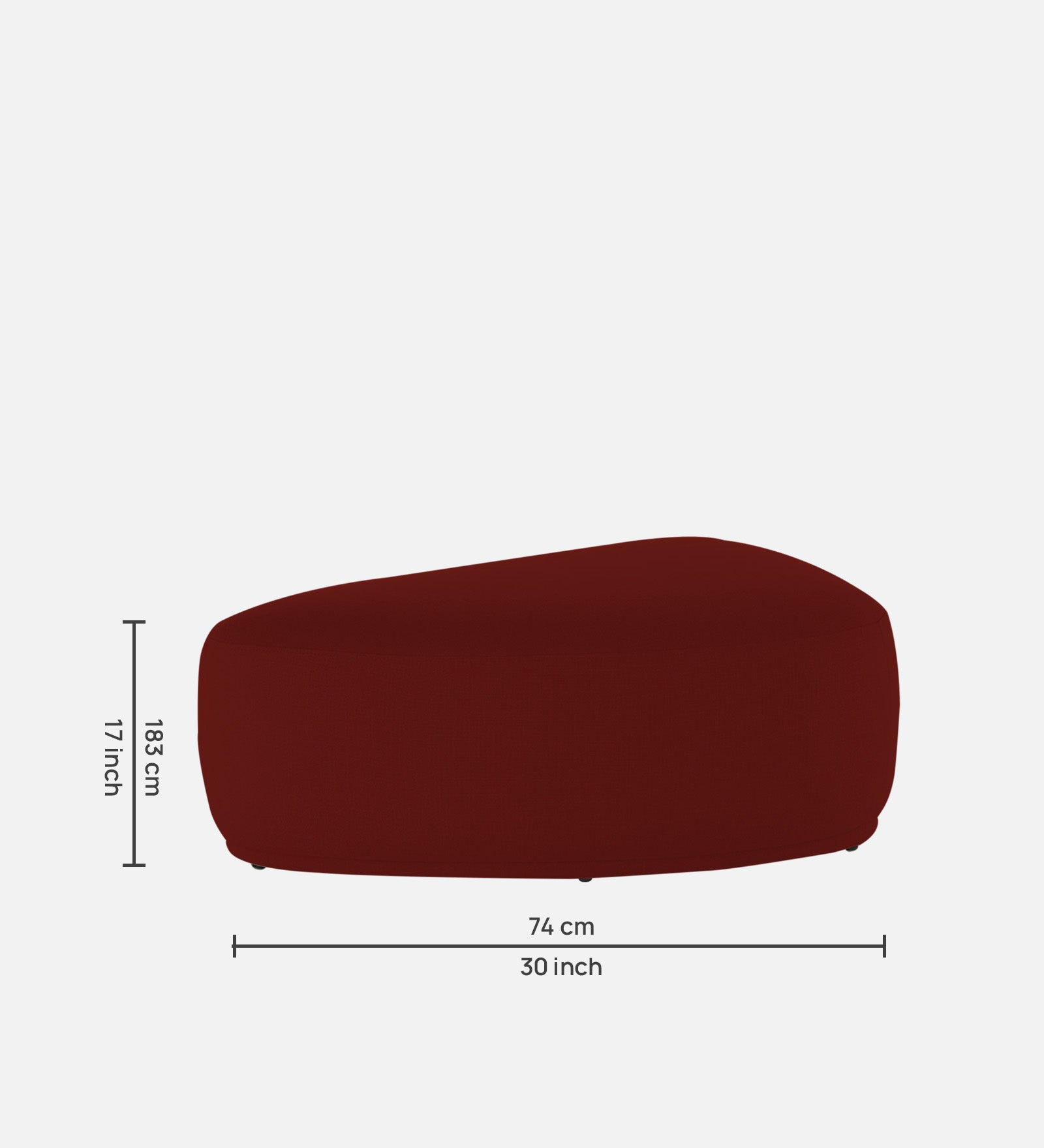 Nona Fabric Pouffe In Blood Maroon Colour