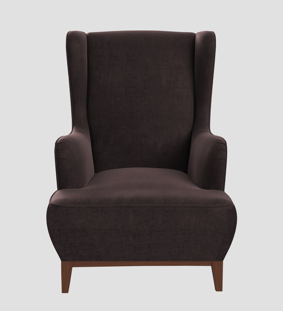 Suri Velvet Wing Chair In Mocha Brown Colour - Febonic Living