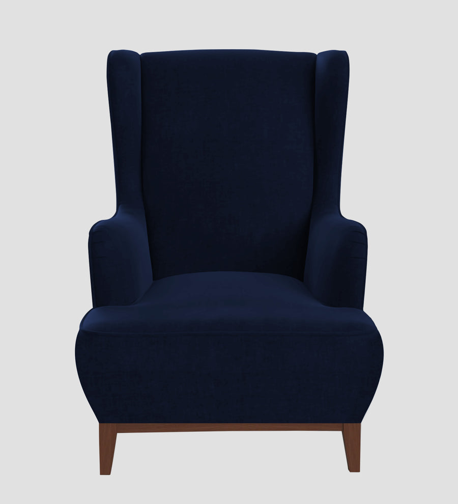 Suri Velvet Wing Chair In Dark Blue Colour - Febonic Living