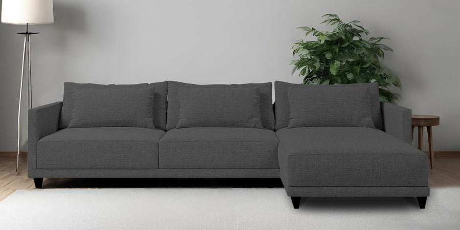 Kera Fabric Lhs Sectional Sofa 3 Lounger In Charcoal Grey Colour - Febonic Living