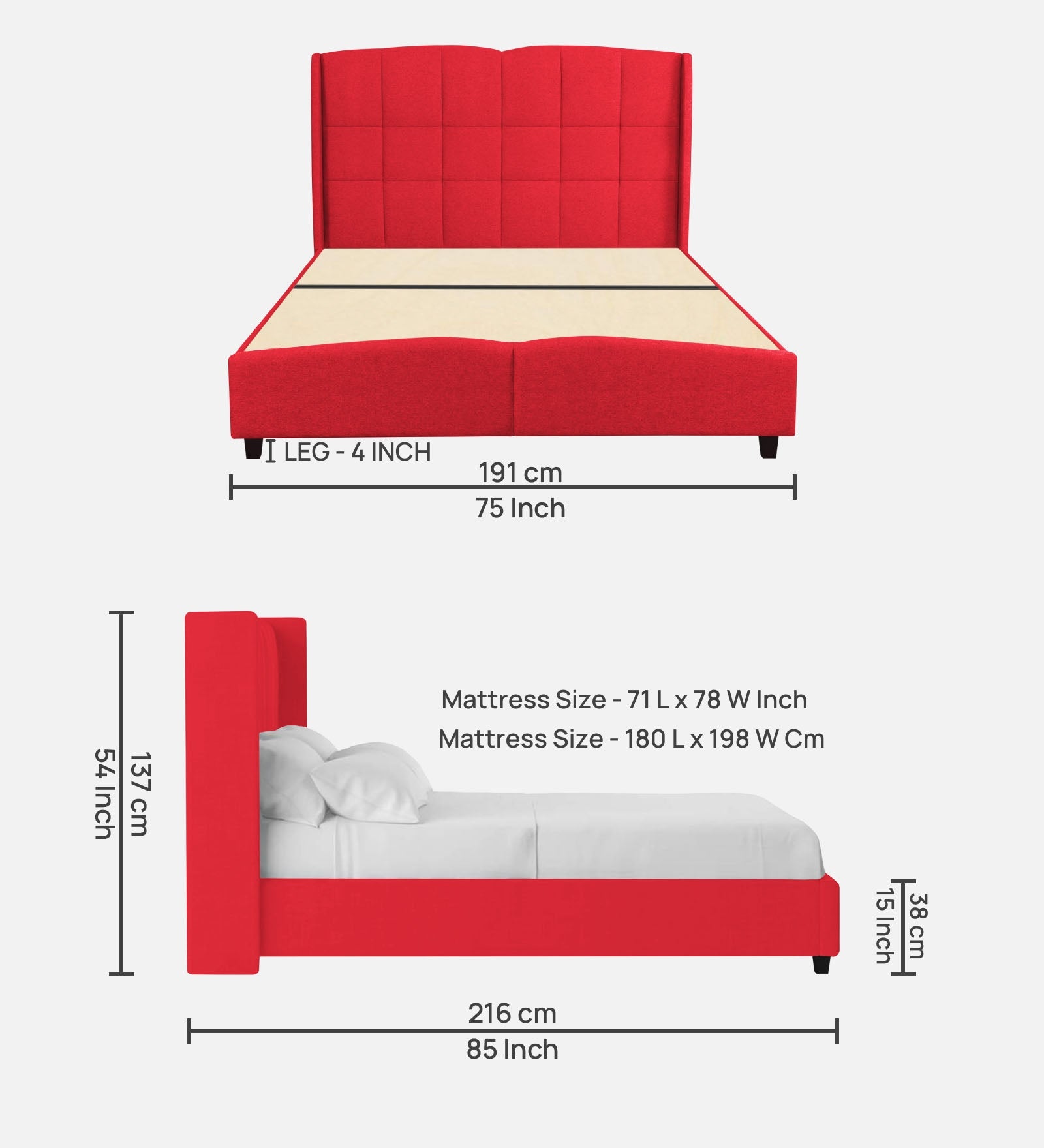 Jovi Velvet Queen Size Bed In Ox Blood Maroon In Colour - Febonic Living