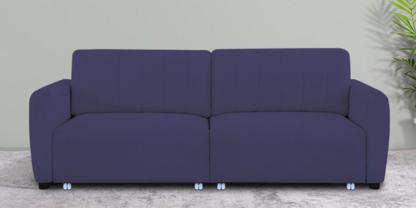 Vima Fabric 3 Seater Pull Out Sofa Cum Bed In Slate Blue Colour