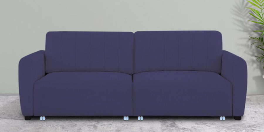 Vima Fabric 3 Seater Pull Out Sofa Cum Bed In Slate Blue Colour - Febonic Living
