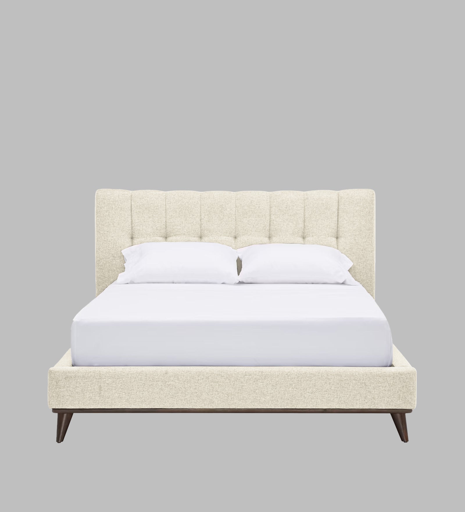 Jasmin Fabric Upholstered King Size Bed in Ivory Cream Colour - Febonic Living