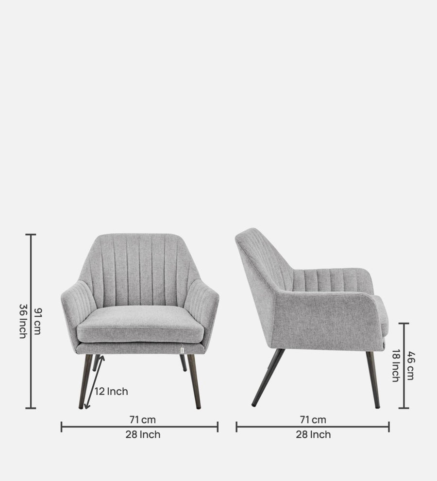Bella Fabric Arm Chair In Lit Grey Colour - Febonic Living