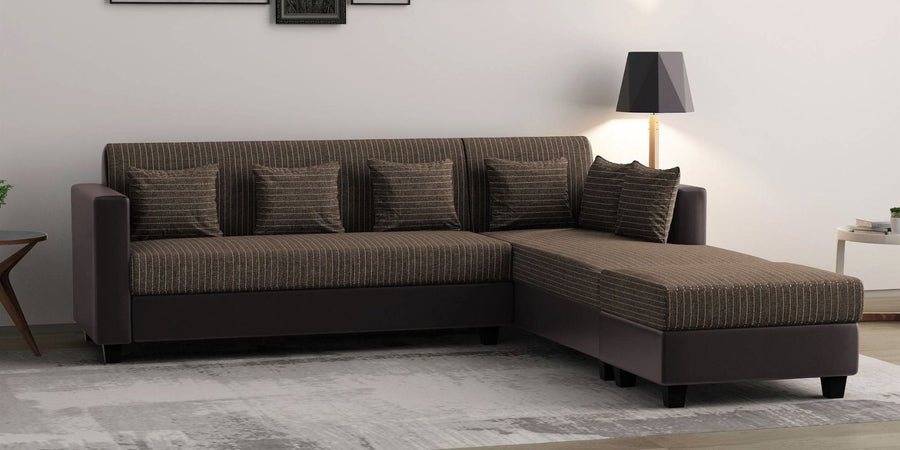 Baley Fabric Lhs Sectional Sofa 3 Lounger In Lama Brown Colour - Febonic Living
